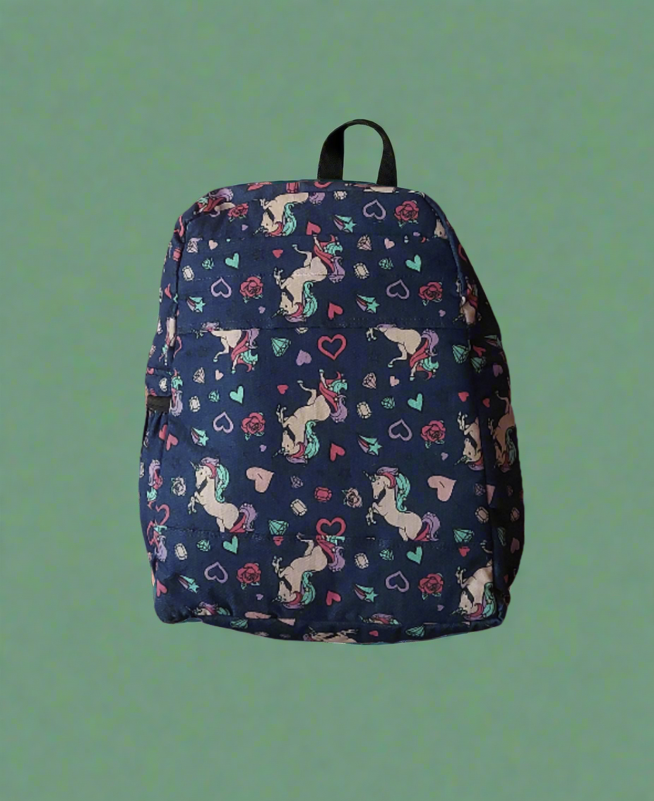 Printed Denim Backpack