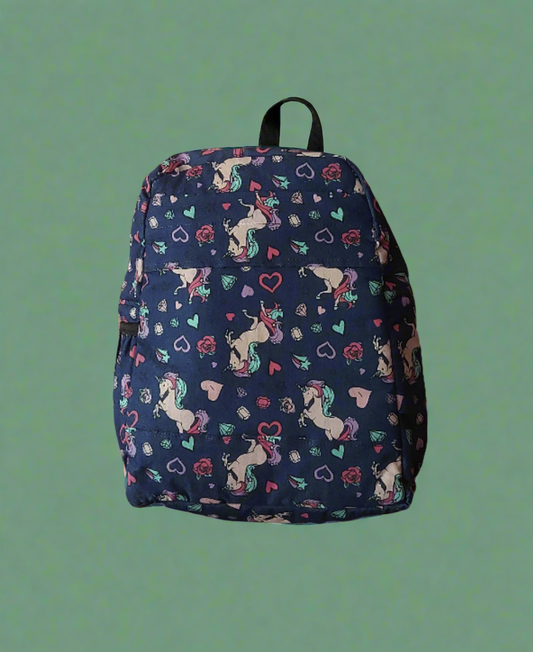 Printed Denim Backpack