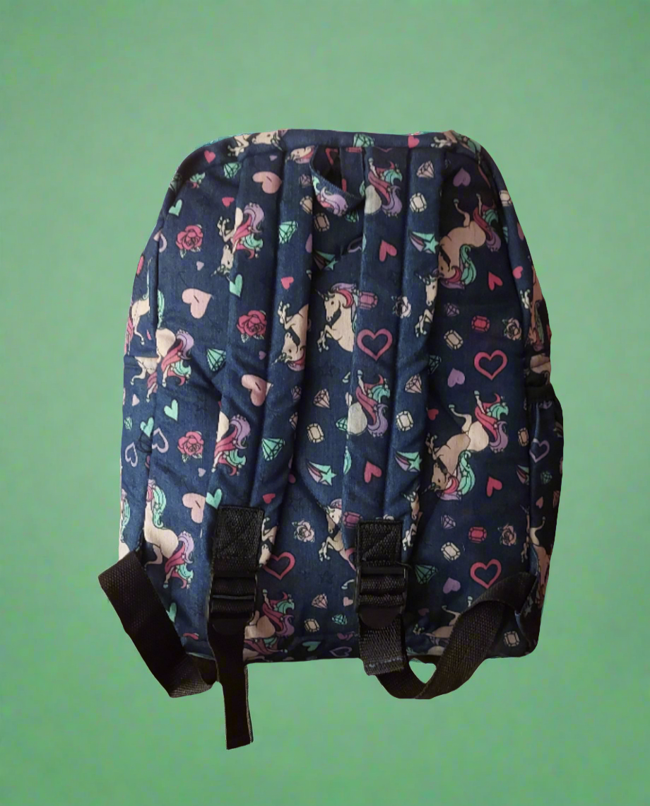 Printed Denim Backpack