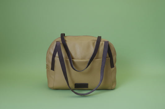 Yellow leather ladies handbag