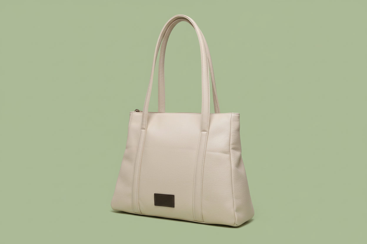 White leather ladies handbag